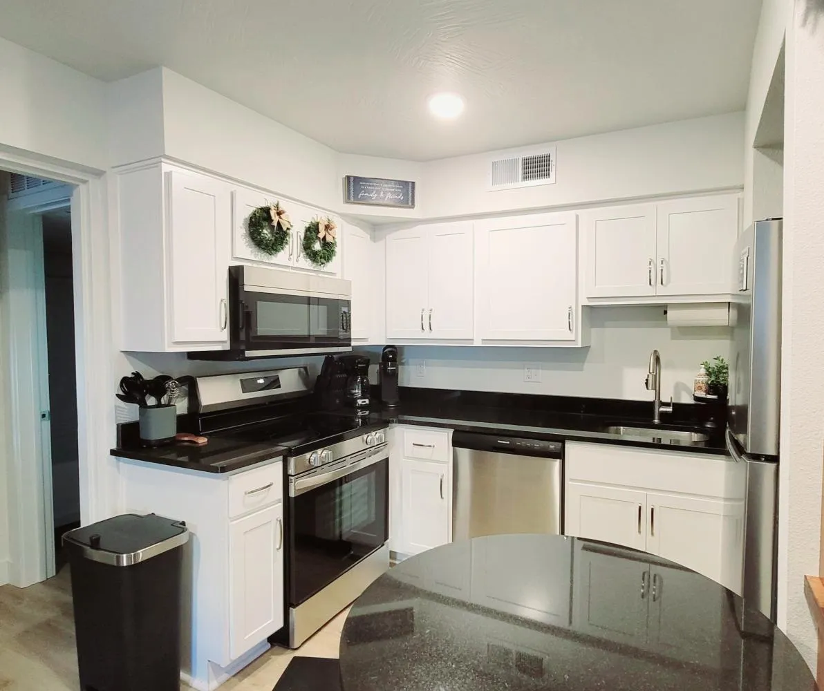 Full kitchen with all needed dishes and cooking supplies